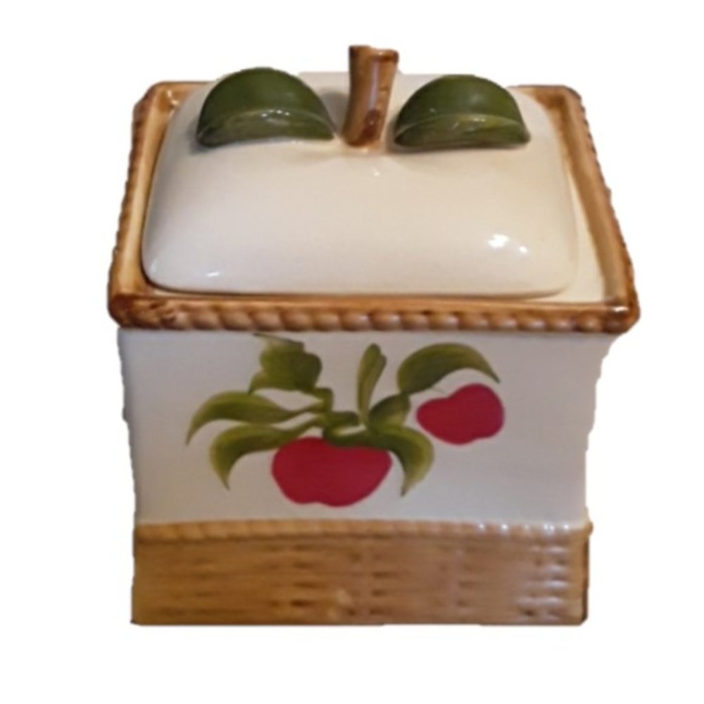 Hand Painted Apple Basket Porcelain cookie jar
